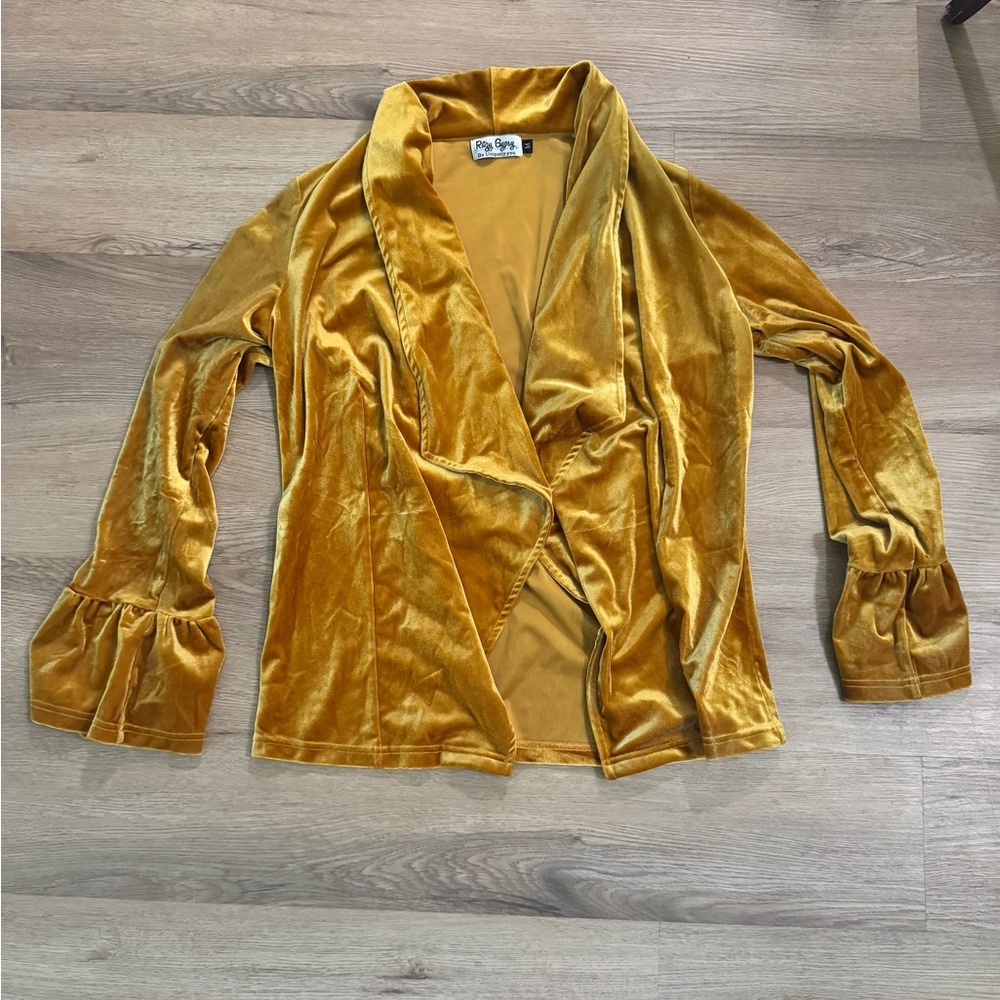 Ritzy Gypsy Golden Velvet Open Cardigan